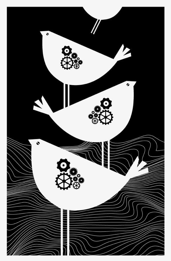 Birds in the Sea Oversize Print by strawberryluna